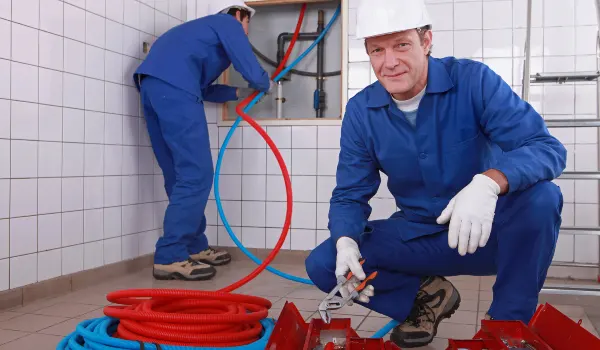 male plumber fixing a bathroom faucet from Real and Actual in Katy, TX - Katy TX