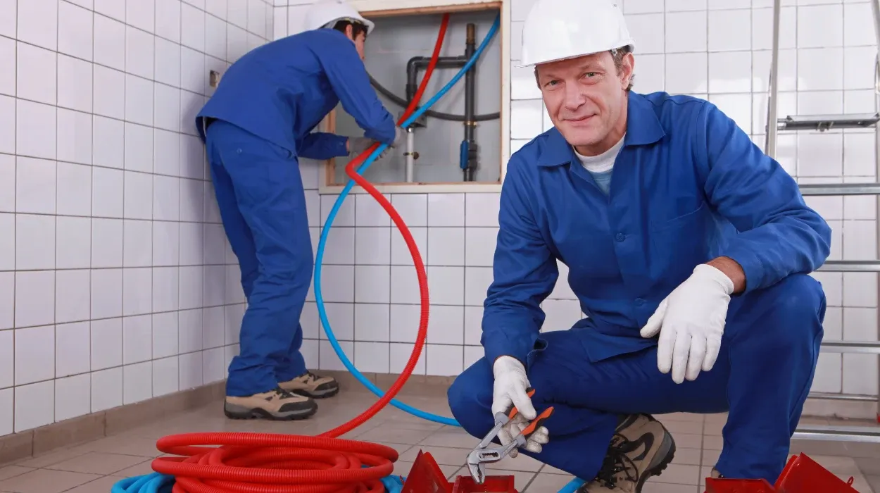 male plumber fixing a bathroom faucet from Real and Actual in Leander, TX - Water Heater Repair